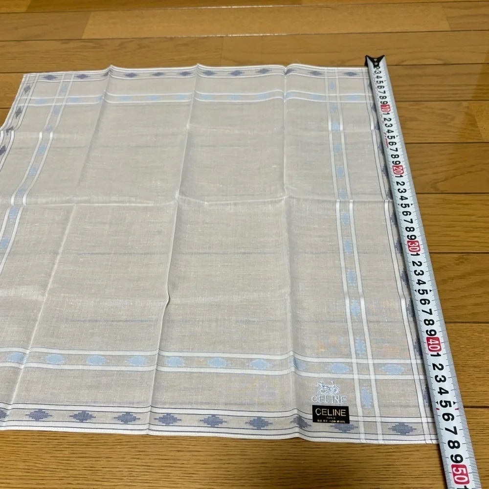 Celine Ivory and Sky Blue Unisex Handkerchief/Bandana 48cm x 47cm